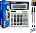 Empire Desk Calculator with Large Key Buttons, 12 Digits, Large Eye-Angled Display, Solar and Battery Powered for Home and Office (Included 2 Battery, 2 Pen and 1 Rubber)