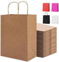 HAUSPROFI 25pcs Kraft Paper Bags for Gifts, Food & Sweets, Strong Carrier Bags with Twisted Handles for Kid Parties, Weddings, 27x21x11cm, Thicken 130gsm
