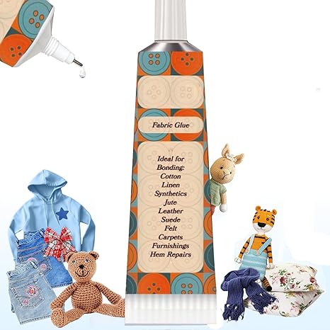 Fabric Glue Extra Strong Quick Machine Washable, Dry Cleanable Textile Clothing Hemming NO SEW Adhesive, for DIY Craft Projects Permanent Bond for Clothing Repairs and Alterations 50g 1PC