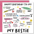Cult Kitty My Bestie - Friendship Friend Card for a Girl - Thick, Premium Friend Card for Women, Great Best Friend or Friendship Card with Colourful Envelope, 15cm x 15cm