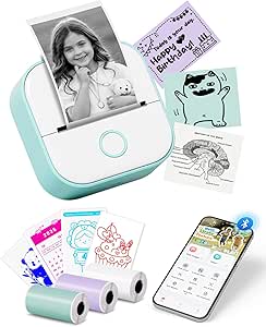 Memoking Print Pods Mini Printer T02, Thermal Sticker Printer for Kids, Smart AI APP, Portable Bluetooth Sticker Label Maker Machine, Instant Print from iPhone Android for Study, Anatomical Diagrams