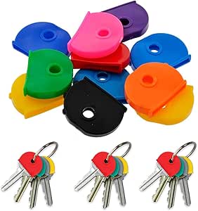 Fabulouz 5 Pcs Key Covers Caps, Keycaps for House Keys, Colour Coded Key Identifiers and Tags for Home, Office, Garage or Car – Flexible Durable Soft PVC Key Toppers and Fobs (Assorted Colours)