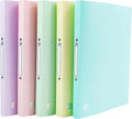 Oxford A4 Pastel Ring Binders, 5 Pack of Lightweight & Flexible Plastic Folders for Students, Purple, Pink, Green, Yellow and Blue