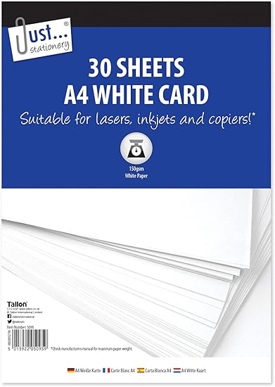 Just Stationery 5095 A4 30 Sheet White Card