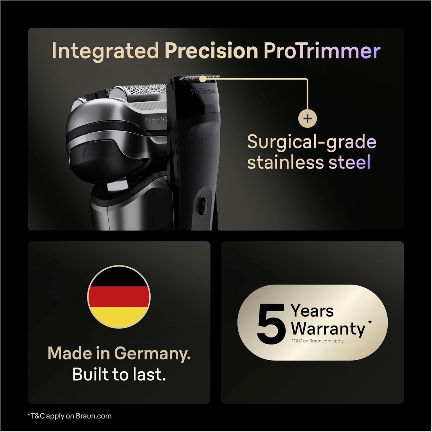 Braun Series 9 PRO+ Electric Shaver for Men, 9665CCE, Graphite - Wet & Dry Electric Razor, 5+1 Ultra Thin Precision Blades, Pro SensoAdapt Technology, 6in1 SmartCare Center, 60 min Runtime