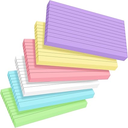 300Pcs Flash Cards 3x5 Record Cards 127 * 76mm Revision Cards Paper Lined Index Crads Assorted Colours for Office Working School Learning