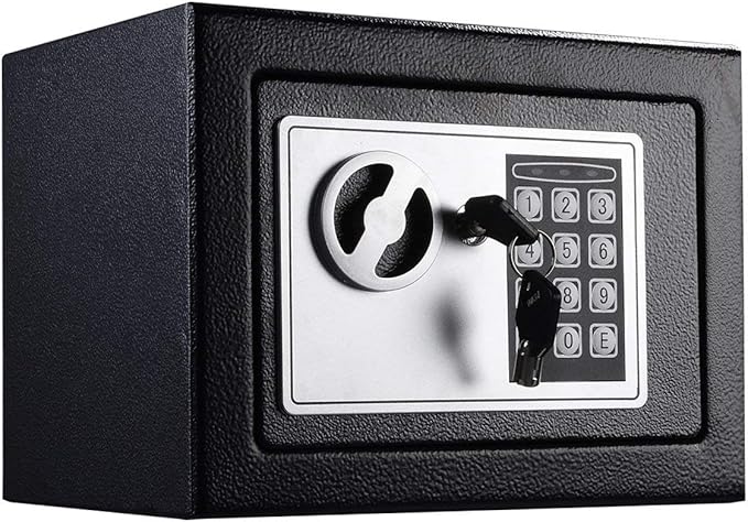 4.6L Home Digital Safe Electronic Cabinet Safes Cash Box Wall Safe with Key,Money Box Wall Mounted for Office Hotel 230mmx170mmx170mm-Black