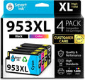 Smart Ink Compatible Ink Cartridge Replacement for HP 953XL 953 XL 4 Multipack (Black XL & C/M/Y) with Advanced Chip Technology to use with HP Officejet pro 7720 7730 7740 8710 8715 8720 8725 Printer