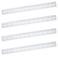 4 pcs Ruler 30cm, Plastic Clear Shatterproof Rulers