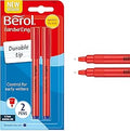 Berol Handwriting Pens | Round Shape is Easy to Hold | Washable Blue Ink | Bright Barrels | 2 Count