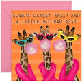 Fun Women Birthday Cards - Funny Sassy Giraffes - Gifts for Friend, BFF, Sister, Mum, Grandma, Wife, Partner, Daughter, Ladies, Girls, Her - Mothers Day Card -Comes with Stickers