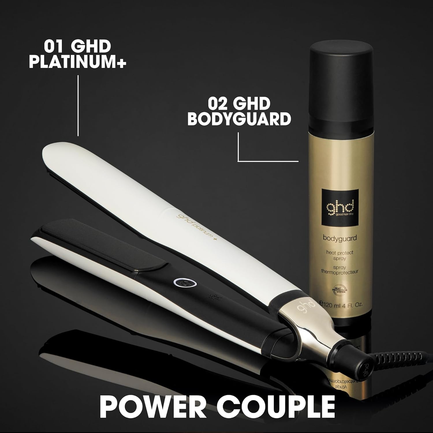 ghd Platinum+ Hair Straightener & Professional Styler - More Strength, Shine & Colour Protection - for All Hair Types - (UK Plug)