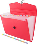 D.RECT | Expandable Expanding File | Document Organiser | Folders Expander for School - Office - Home | Expanding File Folders | Pockets Filing Box | 12 Compartments | Size: A4 | Colour: Red, 5580