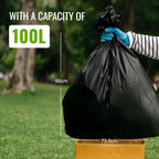 EcoBag 50-Pack Recyclable Refuse Sacks, 100L, Leak-Resistant, Eco-Friendly