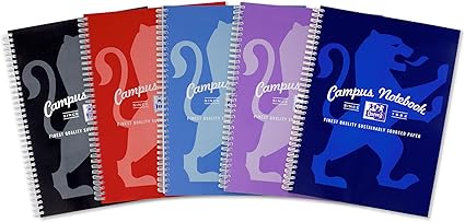 Oxford Campus A4 Notebook, Wirebound, 8 mm Lined with Margin, 140 Page, Pack of 5 Notepads, Bright Colours, Optik Paper+