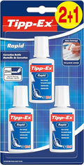 Tipp-Ex Rapid, Correction Fluid Bottle, High Quality Correction Fluid, Excellent Coverage, 20ml, Pack of 3, white