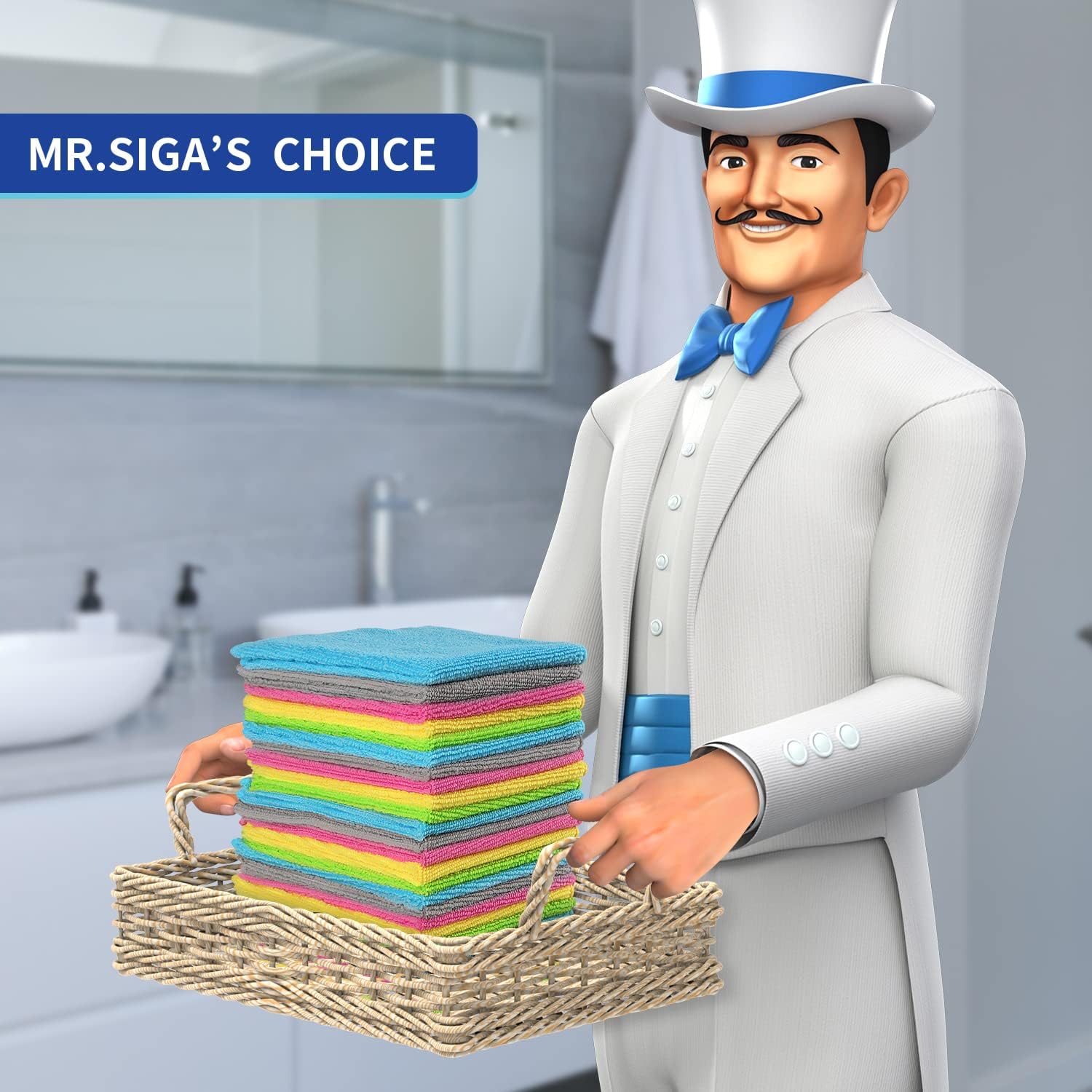 MR.SIGA Microfiber Cleaning Cloths, Pack of 50, All-Purpose, 30×30 cm