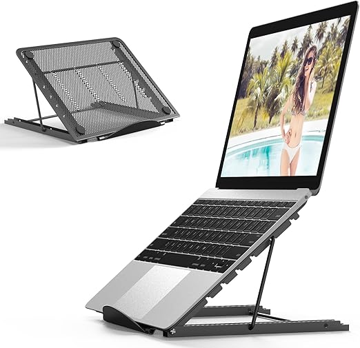 Laptop Stand,Foldable Portable Ventilated Desktop Laptop Holder,Universal Lightweight&Adjustable Ergonomic Tray Mount Compatible with iM(ac)/Notebook Computer/Tablet (Black)
