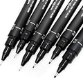 Uni Pin - Set of 6 drawing pens - black ink - fine point 0.03-0.8 mm