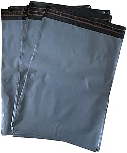 UKPS 50 Grey Colour Plastic Polythene Peel + Seal Mailing Postal Bags Large Size 12 x 16 / 305x405mm Self Seal Packing Packaging Postage Mail Sacks Mailers