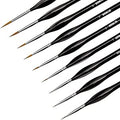 KINBOM 9 Pieces Fine Detail Paint Brush Miniature Painting Brushes Kit Mini Paints Brush Set for Acrylic, Watercolor, Oil, Face, Nail, Scale Model Painting, Line Drawing(Black)