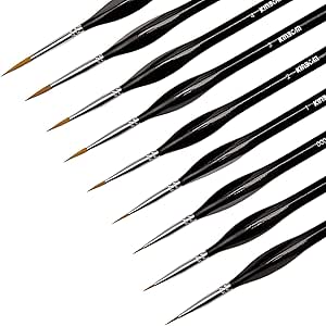 KINBOM 9 Pieces Fine Detail Paint Brush Miniature Painting Brushes Kit Mini Paints Brush Set for Acrylic, Watercolor, Oil, Face, Nail, Scale Model Painting, Line Drawing(Black)