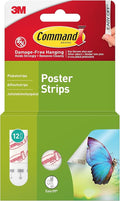 Command Poster Mounting Adhesive Strips, White - 12 Adhesive Strips - Ideal for Hanging Posters, Schedules, Calendars or Pictures without Frames - Damage Free Hanging