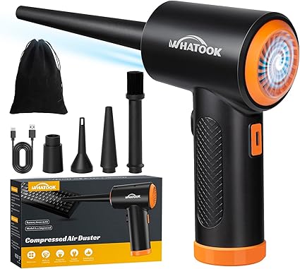 Compressed PC Air Cleaner Duster, Electric Air Blower for PC Cleaning 3-Speed Cordless 60000 RPM Rechargeable Reusable Compressed Air Dusters for Laptop Computers Keyboard