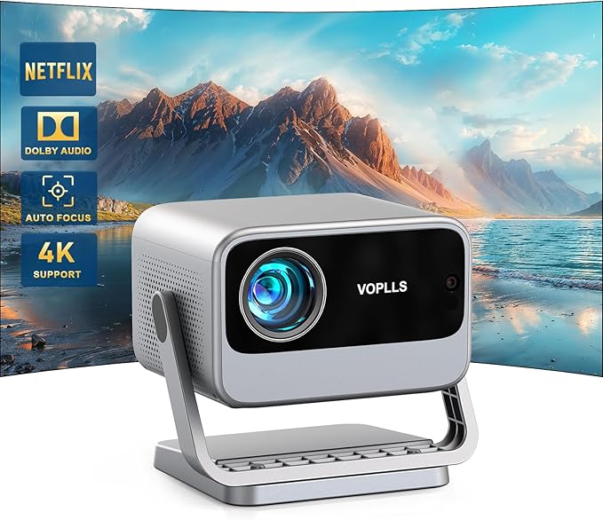 【Officially-Licensed APP & Dolby Audio】Smart 4K Projector, Auto Focus & Keystone, VOPLLS 700 ANSI Full HD 1080P WiFi 6 Bluetooth Portable Projector, 60Hz Home Cinema Projectors for iOS/Android/Outdoor
