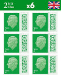 2nd Class Stamps (6 Pack) - 2nd Class Stamps - Barcoded Self Adhesive UK Letter Postage - (6 Total)