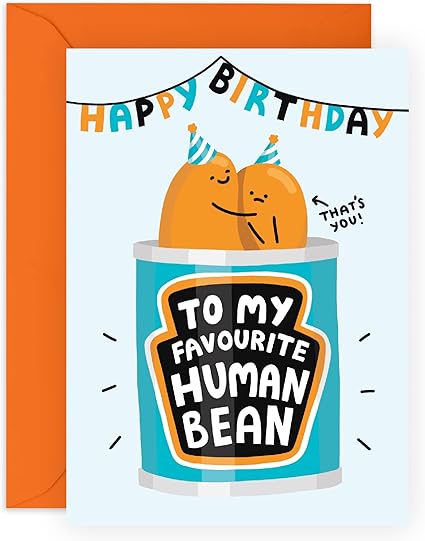Central 23 Boyfriend Birthday Card - Best Friend Birthday Card - 'My Favorite Human Bean' - Sweet Bday Cards For Mum And Dad - Girlfriend Wife Husband - Comes With Fun Stickers - Made In The UK