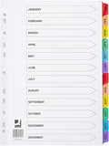 Q-Connect Multi-Punched January-December Reinforced Multi-Colour A4 Index Pre-Printed Tabs KF01524