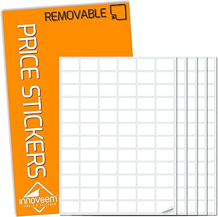Price Stickers Easy Peel Off - 360 x Small Price Labels Stickers, 20 x 13mm Small Labels for Pricing, Sorting Inventory & Organising Home or Office, Waterproof Durable Sticky Label by Innoveem