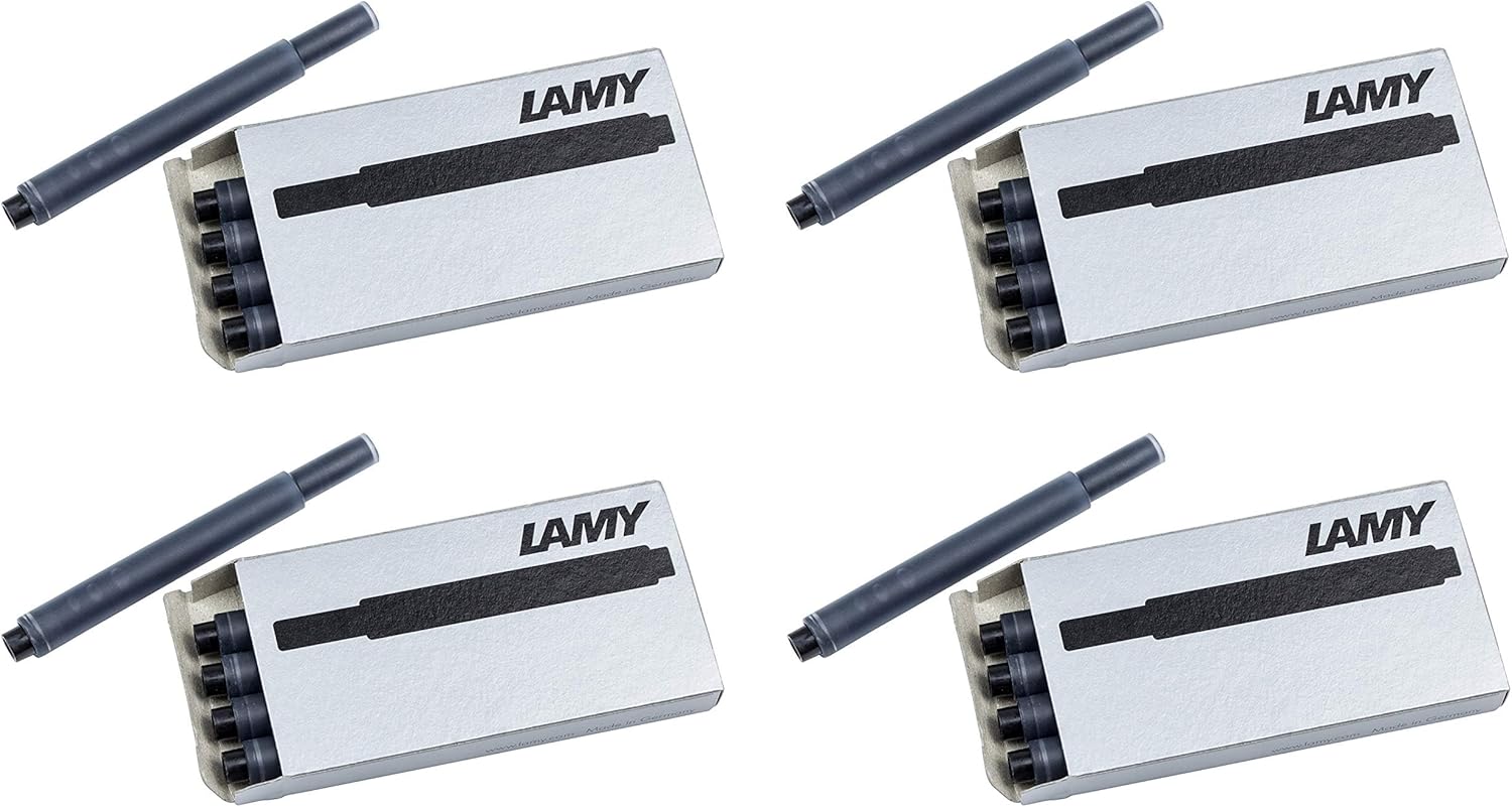 LAMY T10 Set of 4 Ink cartridges with Large Ink Capacity - Suitable for All Lamy Fountain Pen Models - Contents 1.25 ml per Cartridge - 5 Pieces per Pack - Ink Color Black