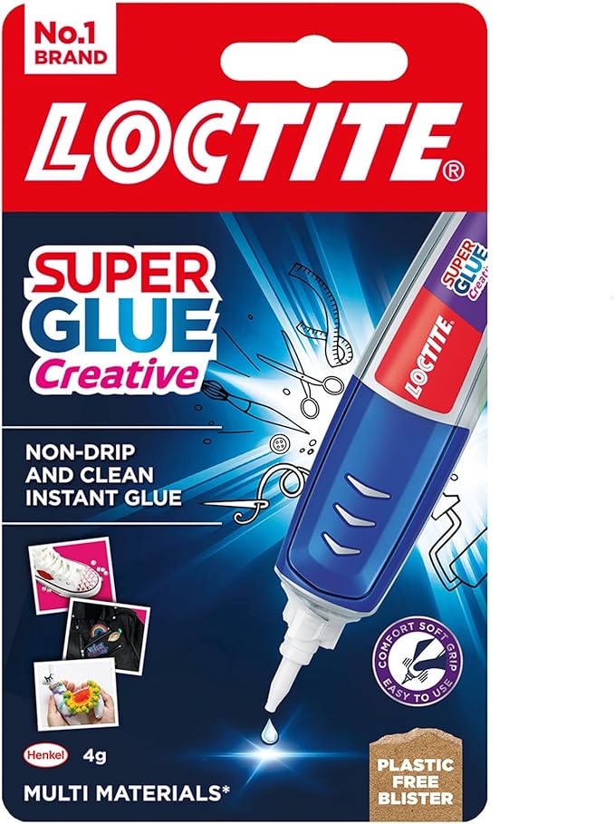 Loctite Super Glue Creative Pen, For Precise Application on Multiple Materials, Adhesive Gel Dries Clear for Invisible Repairs, Clear Glue for Vertical Surfaces, 1 x 4 g
