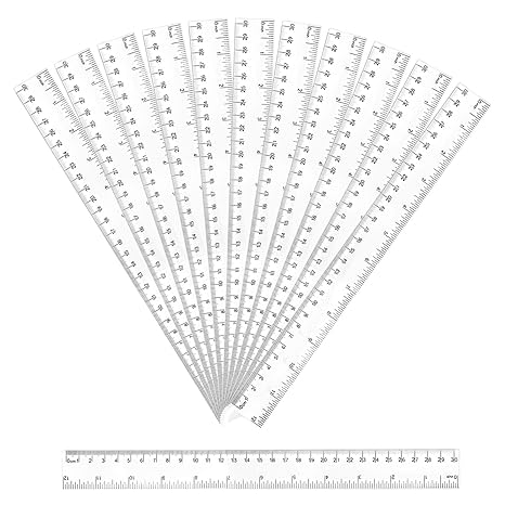 12 Pcs 30cm Rulers, 12 Inch Transparent Ruler Plastic Ruler Multipack Shatterproof Rulers Clear Straight Ruler Geometric Ruler School Office Stationary Ruler for Student Kids Teacher