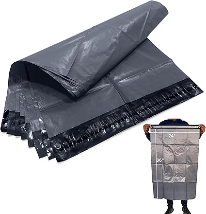 JeeJaan® 5 Pcs of Large Grey Postage Bags 24" x 36" - 610 x 914 mm Grey Parcel Bags Extra Strong Polythene Mail Envelopes for Packaging Parcel Self Seal Poly Mailer Ideal for Shipping Purpose