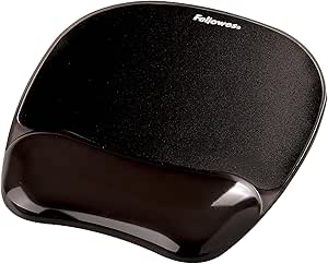 Fellowes Mouse Mat Wrist Support - Crystals Gel Mouse Pad with Non Slip Rubber Base - Ergonomic Mouse Mat for Computer, Laptop, Home Office Use - Compatible with Laser and Optical Mice - Black
