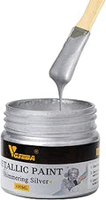 VGSEBA Acrylic Paint Metallic Silver, Non Toxic, Non Fading, 100ml Silver Leaf Paint for Art, Painting, Handcrafts, Ideal for Canvas Wood Clay Fabric Craft Supplies Visit the Store
