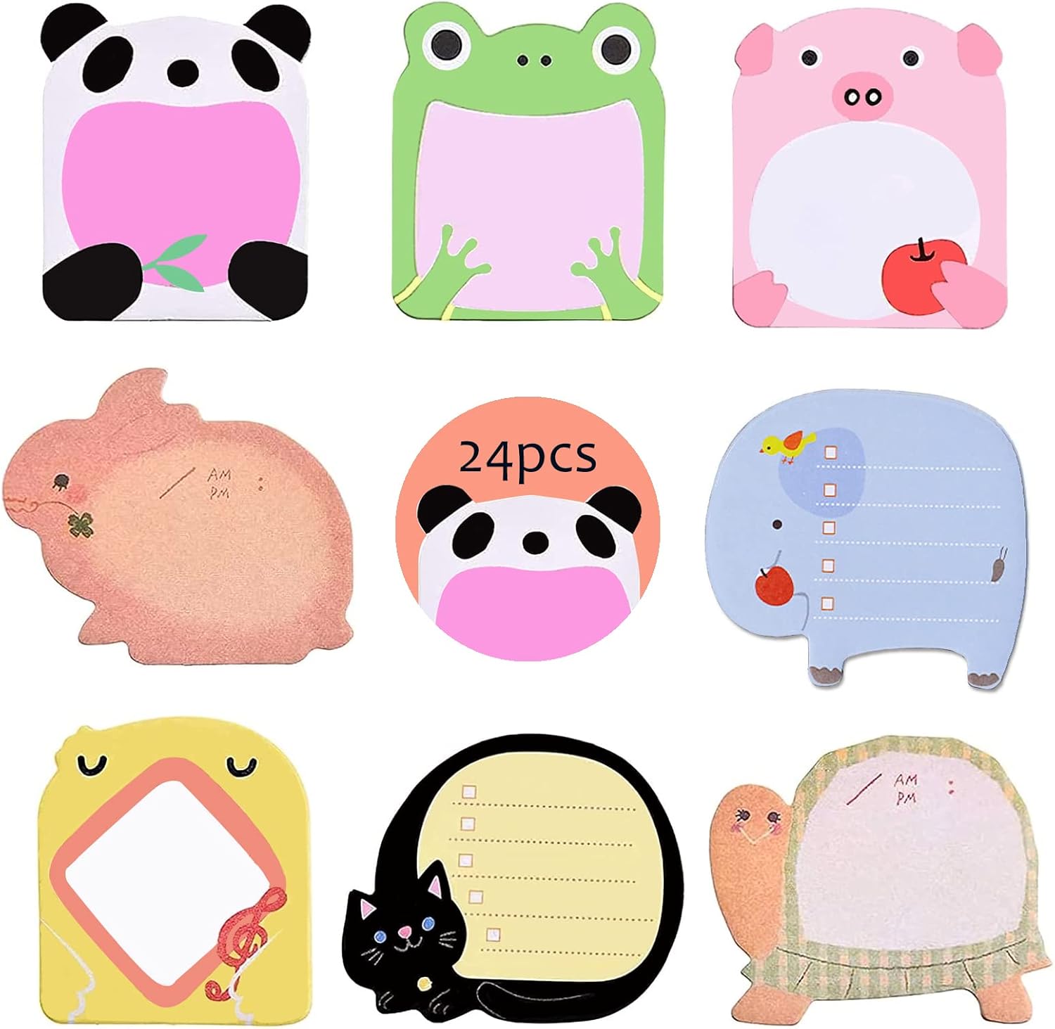 Jatidne 24 Pack Sticky Notes for Party Bags Animal Designs Party Bag Fillers for Kids