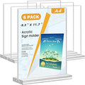 Flow fire A4 Acrylic Sign Holder, 6 Pack T-Shape Perspex A4 Menu Display Stand for Poster, Office Store Restaurant