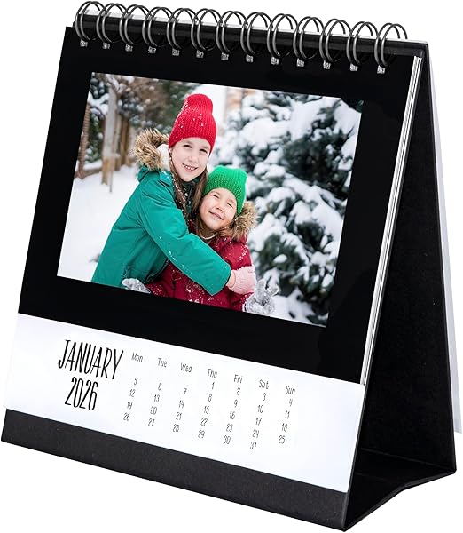 Shot2go 2026 Desktop Photo Calendar Black - Holds 12 4x6" Photos