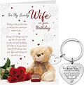 Faccito Wife Birthday Card from Husband Happy Birthday to My Wife Card Anniversary Greeting Gifts with White Envelope I Love You Keychain Set for Her Women (One Bear) Brand: Faccito