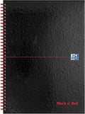Oxford Black n' Red A4 Hardback Wirebound Notebook, Glossy, 140 Pages, 1 Notepad