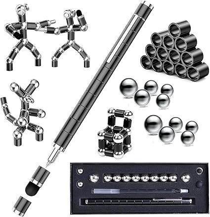 Gifts for Men, Magnetic Fidget Pen, Birthday Gift for Women Teenager Boys Girls, Valentines Easter Gifts for Him Her, Anxiety Relief Toy Cool Gadgets Fidget Toy (Black)