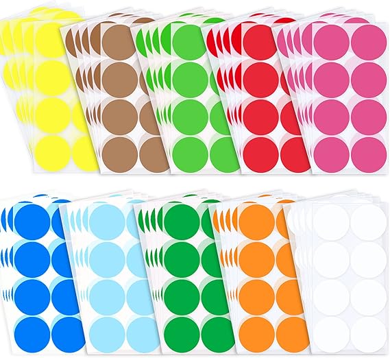 5CM Round Colored Coding Dot Circle Sticker Self-Adhesive 10 Assorted Solid Colors Polka Circle Dot Label Stickers for Coloring, Marking, Organizing, Sorting(400)