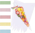 Faburo 100pcs Cone Bags for Sweets Clear Cellophane Bags and Ties for Party Christmas and Festivals Valentine's Day (25x15cm)