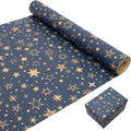 43cm×20M Birthday Gift Wrapping Paper Roll, Kraft Wrapping Paper Printed with Stars Recyclable Paper Roll for Christmas, Birthday, Baby Shower, Wedding Gift Wrap