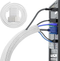 White Cable Tidy Sleeve(Length 10ft, Diameter 1/2 to 1 Inch Expandable), Braided Cable Sleeve Split& Self-wrap Sleeving for Usb Cable Power Cord Audio Video Cable, Protector Animal from Chewing Cords