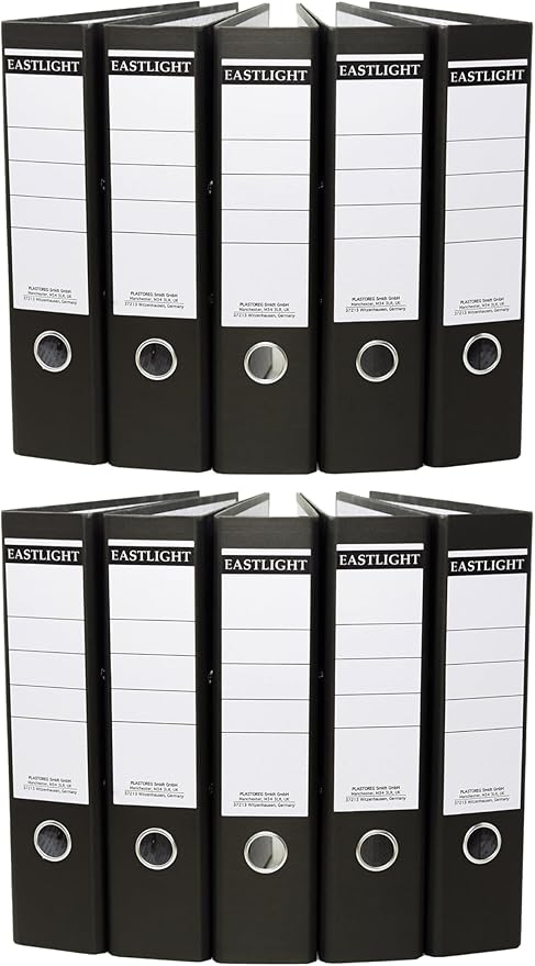 Eastlight A4 Lever Arch Files Black & Eastlight A4 Lever Arch Files Black & White Pack of 10Pack of 10